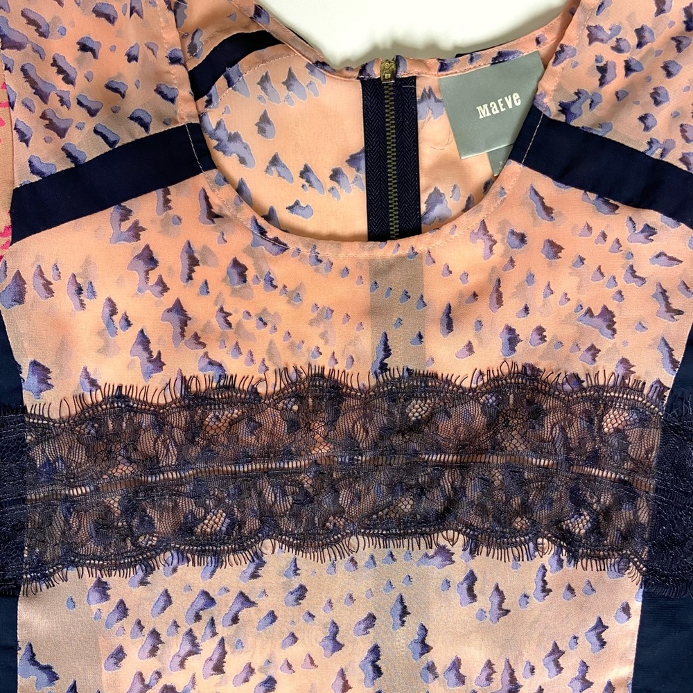 ANTHROPOLOGIE MAEVE Evangeline Sheer Peplum Top Pink Woken’s Size XS - Picture 6 of 15
